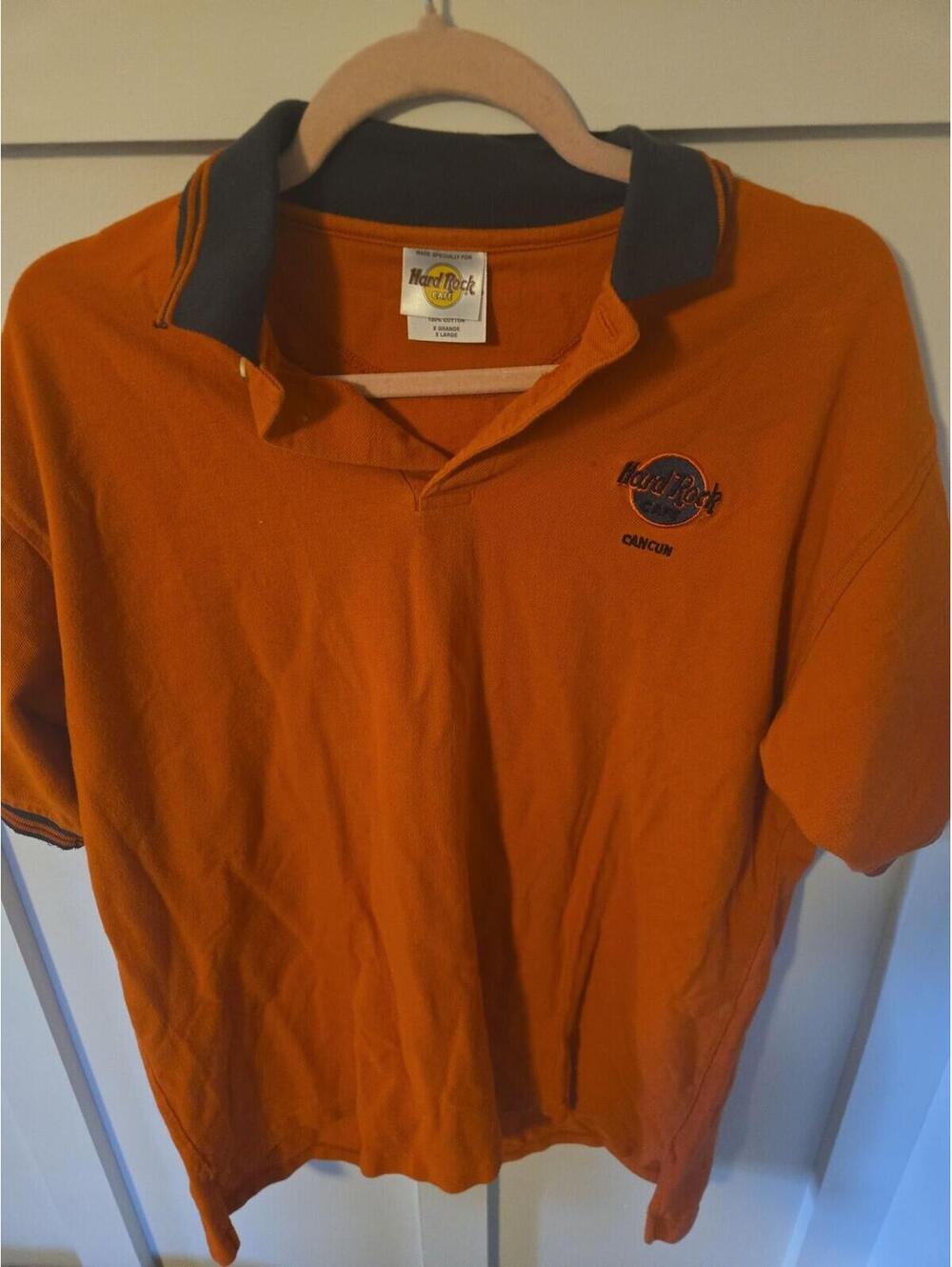 Vintage Hard Rock Cafe Cancun Orange Polo Shirt - XL
